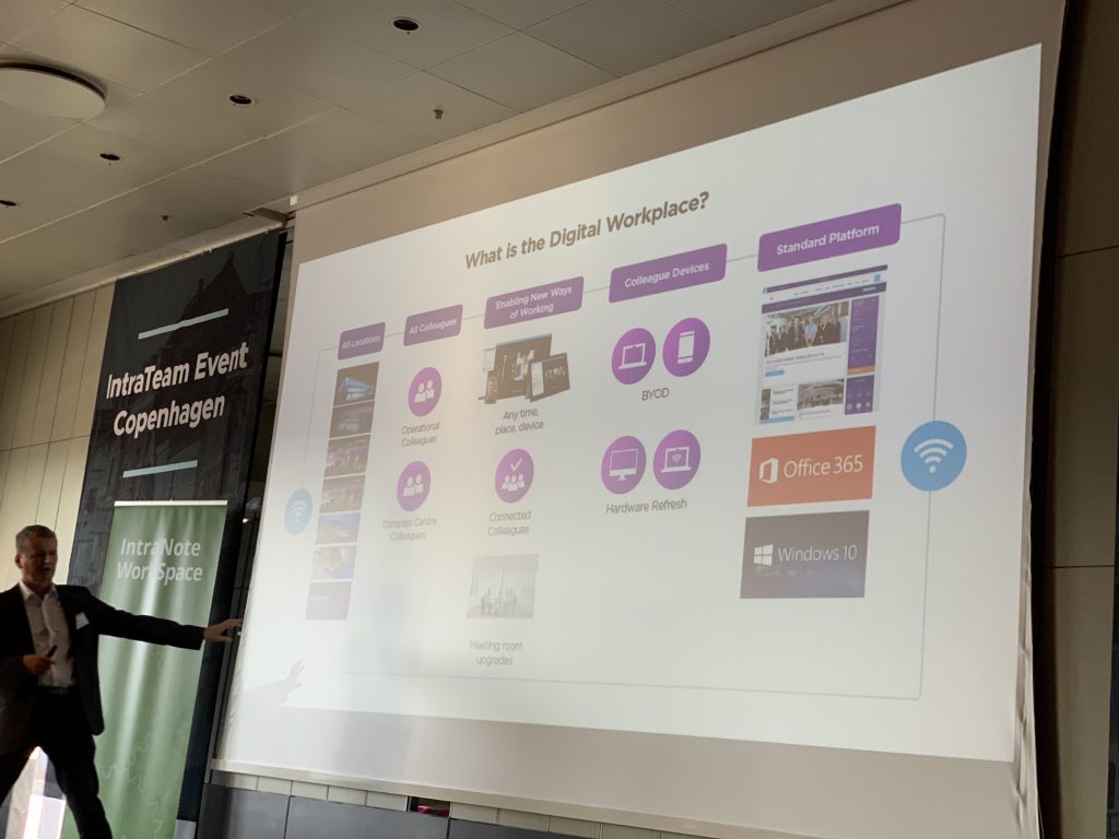Neil Barnett presenting a slide entitled "What is the digital workplace?"